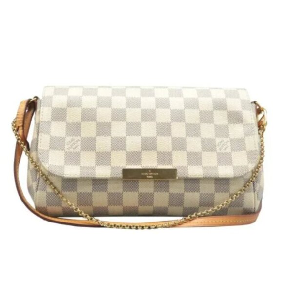 Louis Vuitton Handbags - Auth Louis Vuitton Favorite MM White Damier Azur Shoulder Bag 835-110524